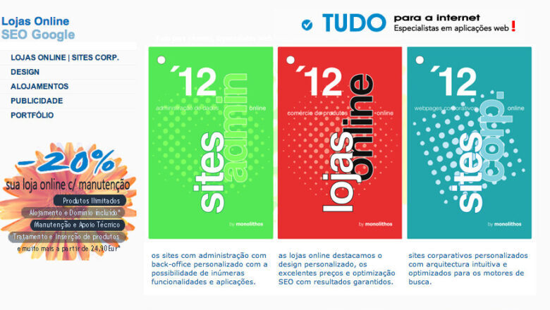 Lojas online e webdesign monolithos