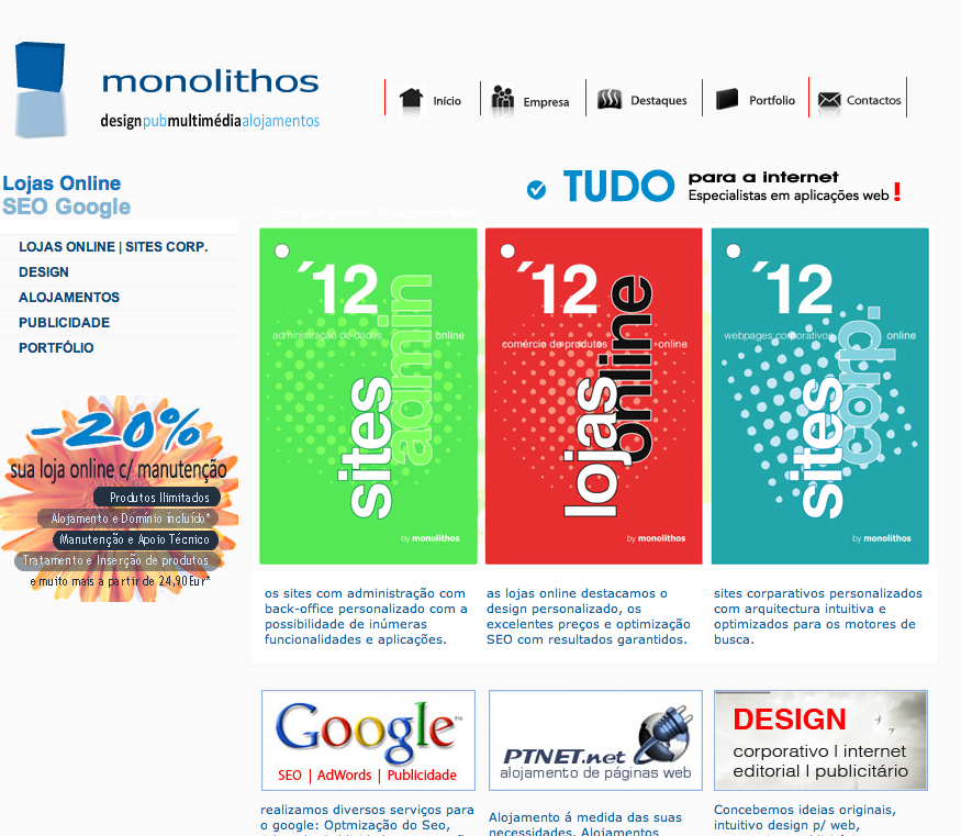 Lojas online e webdesign monolithos